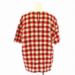 N°21 セットアップ 上下 チェック カットソー 半袖 スカート ロング タイト 40 S 赤 レッド 白 ホワイト