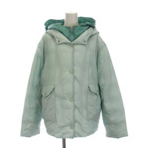 EXTRA WARM 中綿ジャケット フード付き ジップアップ アウター 46 XL 水色 ライトグリーン