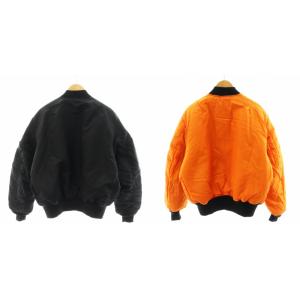 ALPHA INDUSTRIES フライトジャケット ジャンパー ブルゾン 中綿 ナイロン アウター XL オレンジ 黒 ブラック