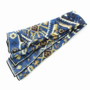 DRAKE'S スカーフ ストール マフラー バンダナ シルク混 総柄 エスニック柄 青 ブルー /MM
