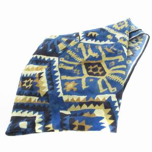 DRAKE'S スカーフ ストール マフラー バンダナ シルク混 総柄 エスニック柄 青 ブルー /MM