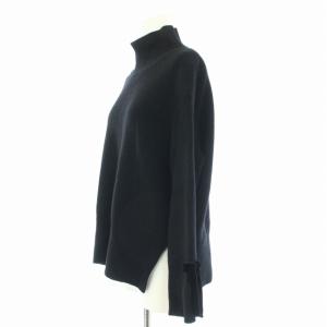 René 21年製 ニット セーター リボン 長袖 ハイネック ウール 34 XS 黒 ブラック