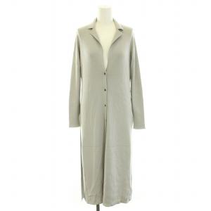 ロングカーディガン テーラードカラー 長袖 リブ編み 40 M グレー