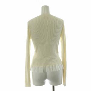 IENA 24SS 裾フリル プルオーバー ニット セーター 長袖 切替 クルーネック F アイボリー 24080900305010