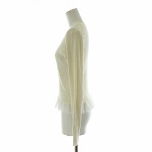 IENA 24SS 裾フリル プルオーバー ニット セーター 長袖 切替 クルーネック F アイボリー 24080900305010