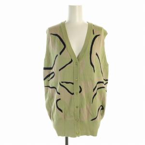 Ameri VINTAGE 22SS MEDI CURVE ART 2WAY VEST KNIT TOPS ベスト ニット 総柄 F 緑 グリーン