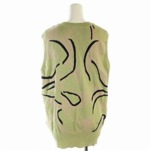 Ameri VINTAGE 22SS MEDI CURVE ART 2WAY VEST KNIT TOPS ベスト ニット 総柄 F 緑 グリーン