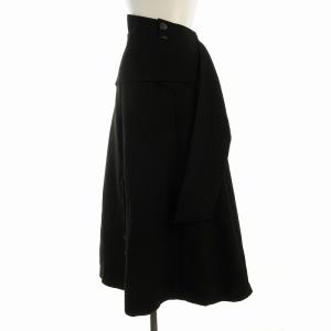 ITAZURA HIGH WAIST SKIRT フレアスカート ロング サイドボタン 変形 黒 ブラック