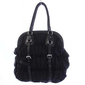 PRADA ハンドバッグ ギャザー ナイロン ブラック