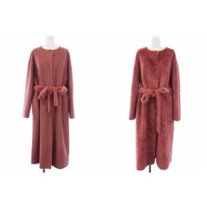 STUDIOUS別注 2WAY エコファーロングコート アウター ノーカラー ボア フェイクスエード ピンク