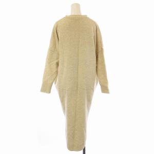 nagonstans ニットワンピース ロング ウール プルオーバー Vネック 長袖 36 S アイボリー