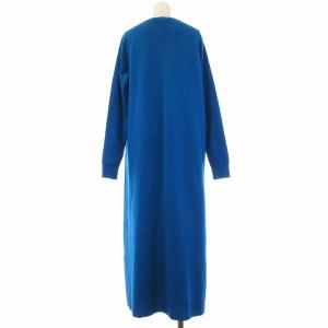 ENFOLD ニットワンピース ロング ウール プルオーバー クルーネック 長袖 36 S 青 ブルー