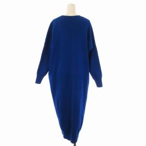 ENFOLD ニットワンピース ロング プルオーバー Vネック 長袖 36 S 青 ブルー