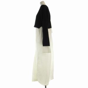 ENFOLD Firm Wool Combination DRESS ワンピース ロング ニット プルオーバー 長袖 36 S 黒 ブラック