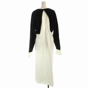ENFOLD Firm Wool Combination DRESS ワンピース ロング ニット プルオーバー 長袖 36 S 黒 ブラック