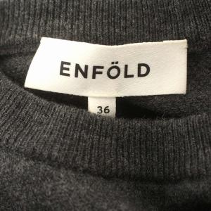 ENFOLD 20AW ニットコンビ ドレス チェック 36 グレー