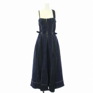 フロントホックデニムロングワンピース キャミワンピース F 紺 ネイビー /TK