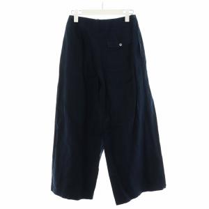 Pal'las Palace ワイドパンツ ジッパーフライ コットン 麻混 リネン混 2 M 紺 ネイビー /AN8
