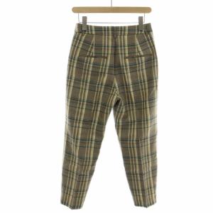 IENA ウールチェック テーパードパンツ タック センタープレス 36 S 茶 ブラウン 19030900570040