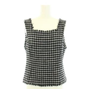 M'S GRACY セットアップ 上下 ブラウス カットソー ノースリーブ ガウチョパンツ チェック柄 ツイード タグ付き ブローチ付き 38