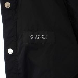 GUCCI コーチジャケット シャツジャケット アウター ロゴ刺繍 裏地GG柄 50 L 黒 ブラック 210105