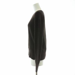 Deuxieme Classe リブニット 長袖 クルーネック 薄手 ウール F 茶 ブラウン /BB