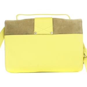 JIMMY CHOO ショルダーバッグ フラップ スエード レザー切替 グレージュ 黄 イエロー
