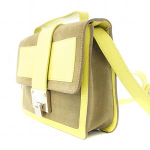 JIMMY CHOO ショルダーバッグ フラップ スエード レザー切替 グレージュ 黄 イエロー