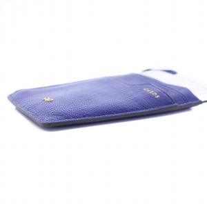 ANYA HINDMARCH Crunch ジップ付きカードケース 名刺入れ ロゴ レザー 青 ブルー