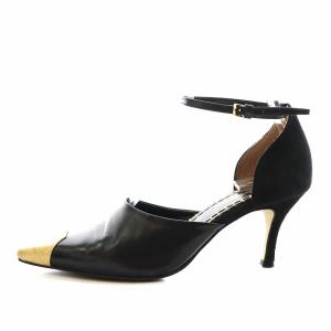 Mame Kurogouchi 18SS パンプス アンクルストラップ ヒール スエード S 22.5cm 23.0cm 黒 ブラック