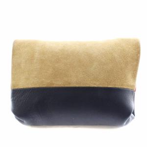 CELINE オールソフト ポーチ レザー スエード 茶 ブラウン 紺 ネイビー 赤 レッド /AN13 OH