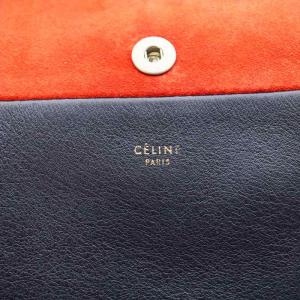 CELINE オールソフト ポーチ レザー スエード 茶 ブラウン 紺 ネイビー 赤 レッド /AN13 OH