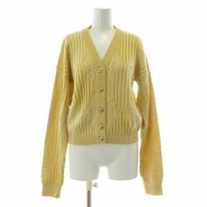 VERSACE SPORT ニットカーディガン 長袖 Vネック 金ボタン ウール 44 黄色 イエロー /BB