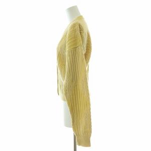 VERSACE SPORT ニットカーディガン 長袖 Vネック 金ボタン ウール 44 黄色 イエロー /BB