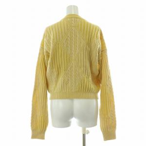 VERSACE SPORT ニットカーディガン 長袖 Vネック 金ボタン ウール 44 黄色 イエロー /BB