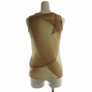 ISSEY MIYAKE タンクトップ 総柄 シアー シースルー クルーネック 2 M ベージュ 茶 ブラウン