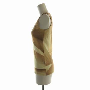 ISSEY MIYAKE タンクトップ 総柄 シアー シースルー クルーネック 2 M ベージュ 茶 ブラウン