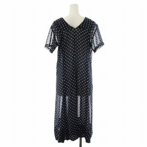 COMME des GARCONS COMME des GARCONS コムコム AD2007 ワンピース 半袖 ロング丈 ドット柄 シアー シースルー SS 紺 ネイビー