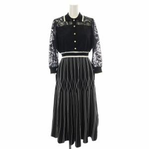 Diagram GRACE CONTINENTAL 21SS レース切替ニットワンピース ロング レース 花柄 長袖 36 S 黒 ブラック 0321139065