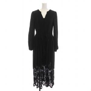 GRACE CONTINENTAL 21AW カットワークレース ワンピース ロング 刺繍 長袖 36 S 黒 ブラック