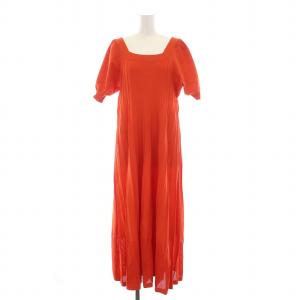 21SS ワンピース ロング スクエアネック 半袖 36 S オレンジ /YM