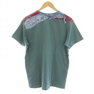 KAPITAL Tシャツ カットソー 半袖 クルーネック 切替 ペイズリー柄 コットン 4 緑 グリーン K1604SC140