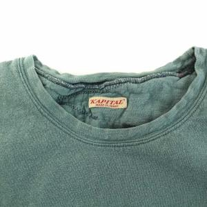 KAPITAL Tシャツ カットソー 半袖 クルーネック 切替 ペイズリー柄 コットン 4 緑 グリーン K1604SC140