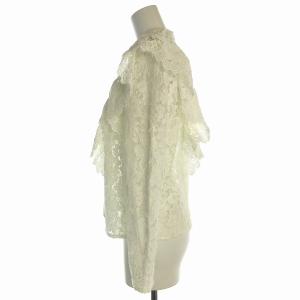 GRACE CONTINENTAL 23SS 総レース シャツ ブラウス プルオーバー 長袖 フリル 36 S 白 ホワイト