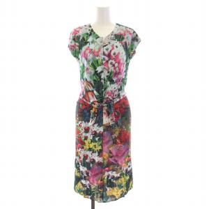 ワンピース ロング ノースリーブ 花柄 UK6 S マルチカラー