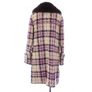 GRACE CONTINENTAL カラーツイードコート アウター ロング ファー F マルチカラー 0122369228