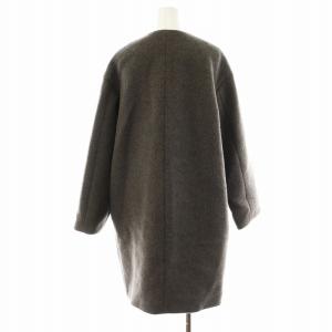 IENA 21AW ラムウールノーカラーロングコート アウター 38 M 茶 ブラウン 21020900542030