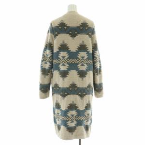 BAREFOOT DREAMS Ron Herman RHC別注 ニットカーディガン ロング丈 前開きトッパー 長袖 ロゴ ノルディック柄 F ベージュ グレー