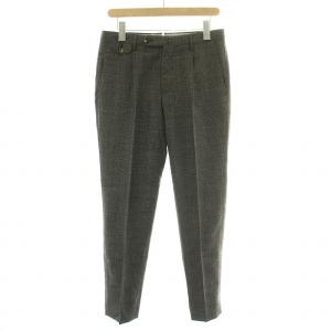 テーパードパンツ スラックス タック ジップフライ グレンチェック ウール 46 M 茶 ブラウン /BB