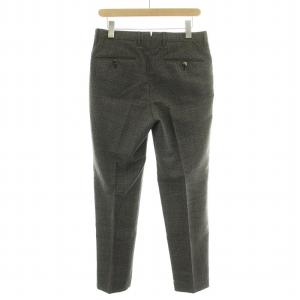 PT01 テーパードパンツ スラックス タック ジップフライ グレンチェック ウール 46 M 茶 ブラウン /BB